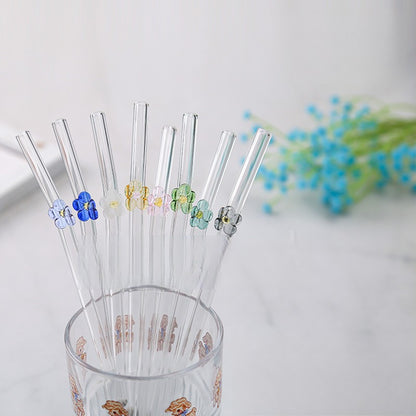 Inttox-🌷 Pailles Réutilisables en Verre Borosilicate – Collection Fleur 🌿 | Inttox