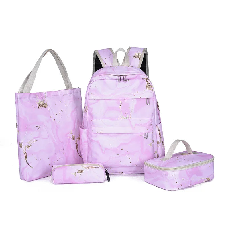 Inttox-🎒🦄 Sac à Dos 4-en-1 Mignon – Ensemble École Enfant & Femme