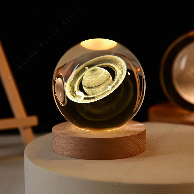 Inttox-🌕✨ Veilleuse Boule de Cristal 3D LED - Planètes et Lune 🌌💡
