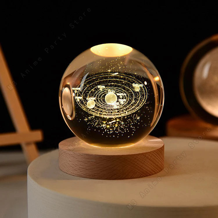 Inttox-🌕✨ Veilleuse Boule de Cristal 3D LED - Planètes et Lune 🌌💡