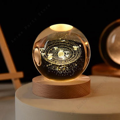 Inttox-🌕✨ Veilleuse Boule de Cristal 3D LED - Planètes et Lune 🌌💡