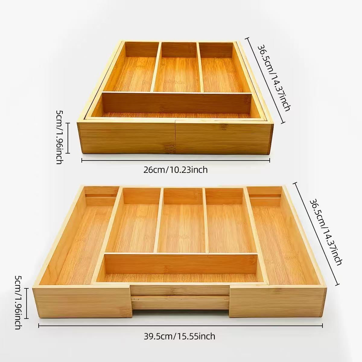 Inttox-Plateau Organisateur de Tiroir Extensible en Bambou
