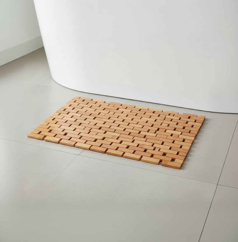 Inttox-Tapis de Bain en Bambou Naturel