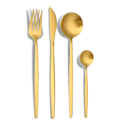 Inttox-Ensemble de couverts dorés 48 pièces en acier inoxydable
