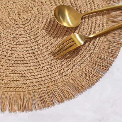 Inttox-🌿 Tapis de Table en papier tissé à pampilles Inttox 6 piece ✨