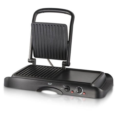 Inttox-RAF Household Nouveau Multifonctionnel Anti-Adhésif Panini Grill Maker 1600W 2 en 1 Plaque de Cuisson