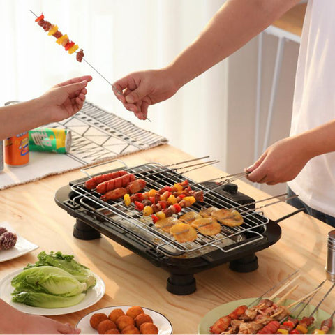 Inttox-Grill Barbecue Électrique Sans Fumée, Rôtissoire à Viande, Sans Carbone pour Utilisation Intérieure