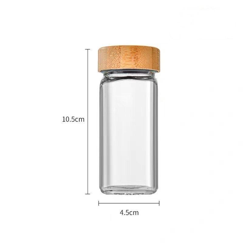 Inttox-Lot de 24 Bocaux à Épices Carrés en Verre avec Bouchons en Bambou - 120ml