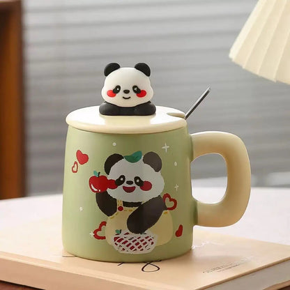 Inttox-🐼 2 Tasse en Céramique Panda avec Couvercle  ☕✨