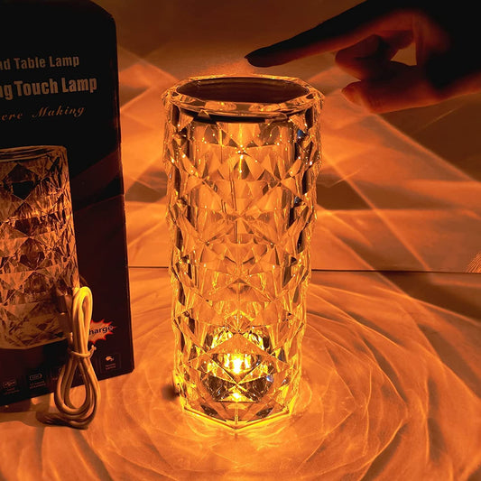 Inttox-LAMPE LED EN CRISTAL TOUCH CONTROL  ROSE DIAMOND LAMPE DE TABLE