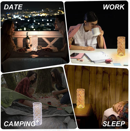 Inttox-LAMPE LED EN CRISTAL TOUCH CONTROL  ROSE DIAMOND LAMPE DE TABLE