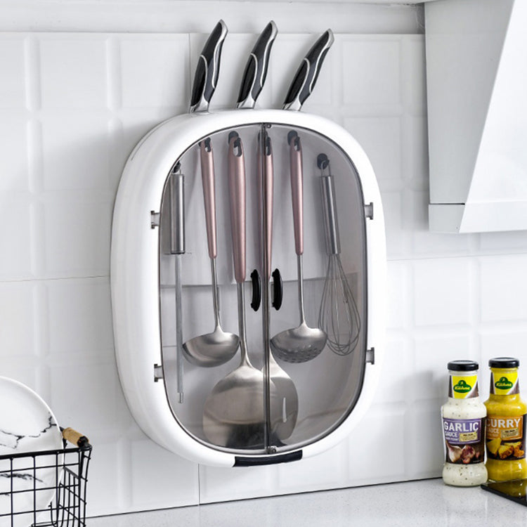 Inttox-Porte Couteaux Mural Vide avec Rangement et Étagères Multifonctionnelles pour Ustensiles de Cuisine