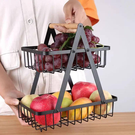 Inttox-Panier de rangement pour fruits en métal à 2 couches lavable et antirouille - Inttox