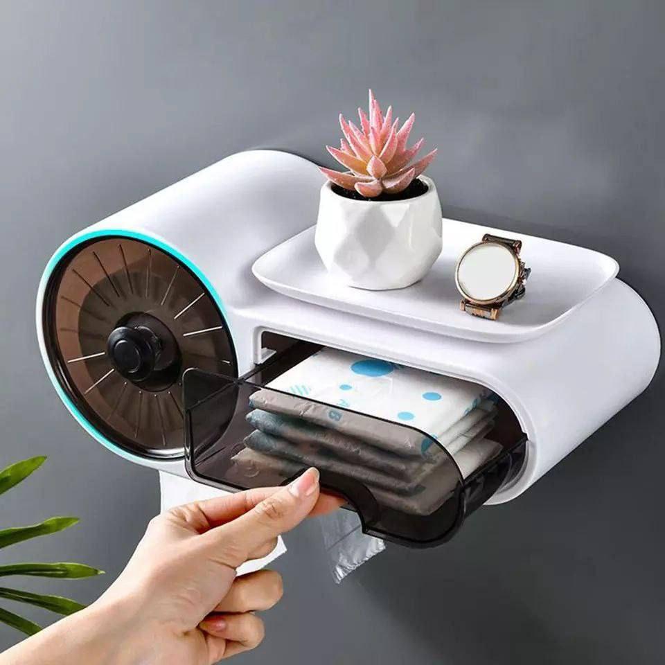 Inttox-Porte-papier toilette mural avec organisateur de rangement pour toilettes - Inttox