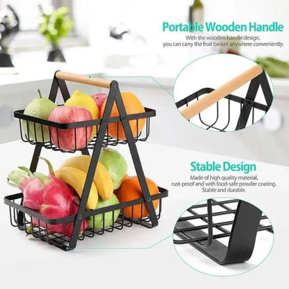 Inttox-Panier de rangement pour fruits en métal à 2 couches lavable et antirouille - Inttox