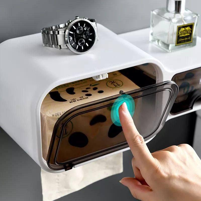 Inttox-Porte-papier toilette mural avec organisateur de rangement pour toilettes - Inttox