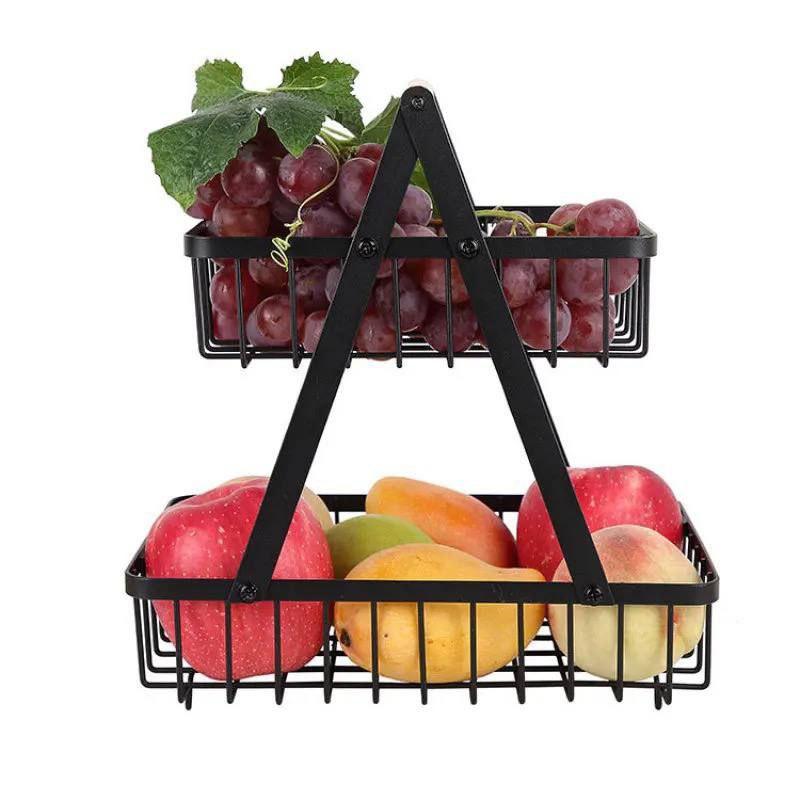 Inttox-Panier de rangement pour fruits en métal à 2 couches lavable et antirouille - Inttox
