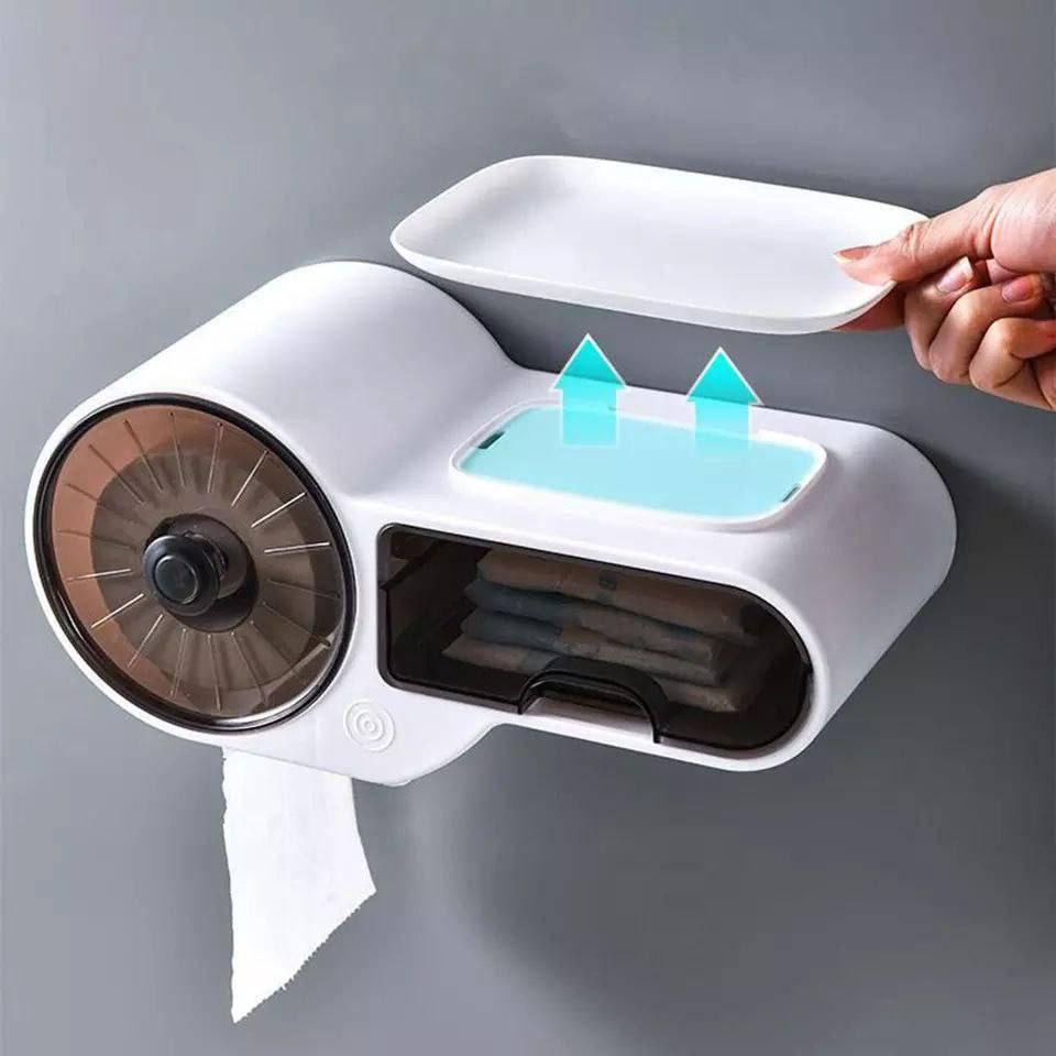 Inttox-Porte-papier toilette mural avec organisateur de rangement pour toilettes - Inttox