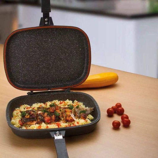 Inttox- Poêle à griller double antiadhésive en granit Daisini