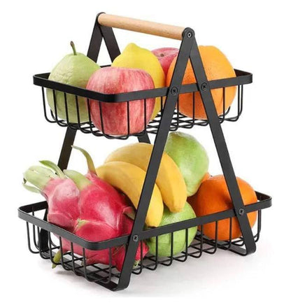 Inttox-Panier de rangement pour fruits en métal à 2 couches lavable et antirouille - Inttox