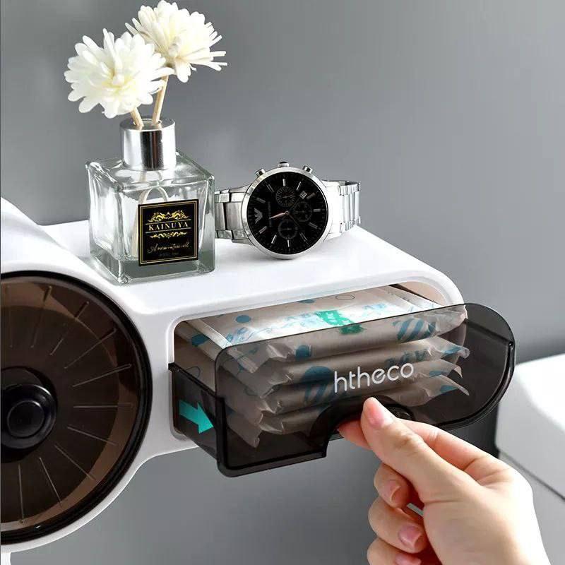 Inttox-Porte-papier toilette mural avec organisateur de rangement pour toilettes - Inttox