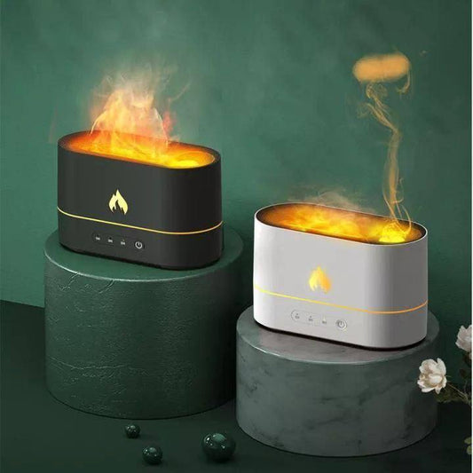Inttox-Diffuseur d'Huiles Essentielles Flame avec Veilleuse à Flamme - Relaxation et Aromathérapie Apaisante - Inttox
