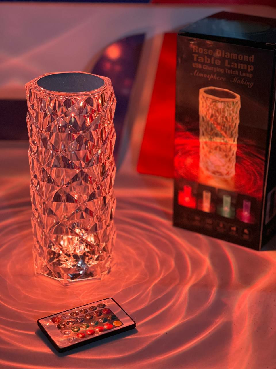 Inttox-LAMPE LED EN CRISTAL TOUCH CONTROL  ROSE DIAMOND LAMPE DE TABLE